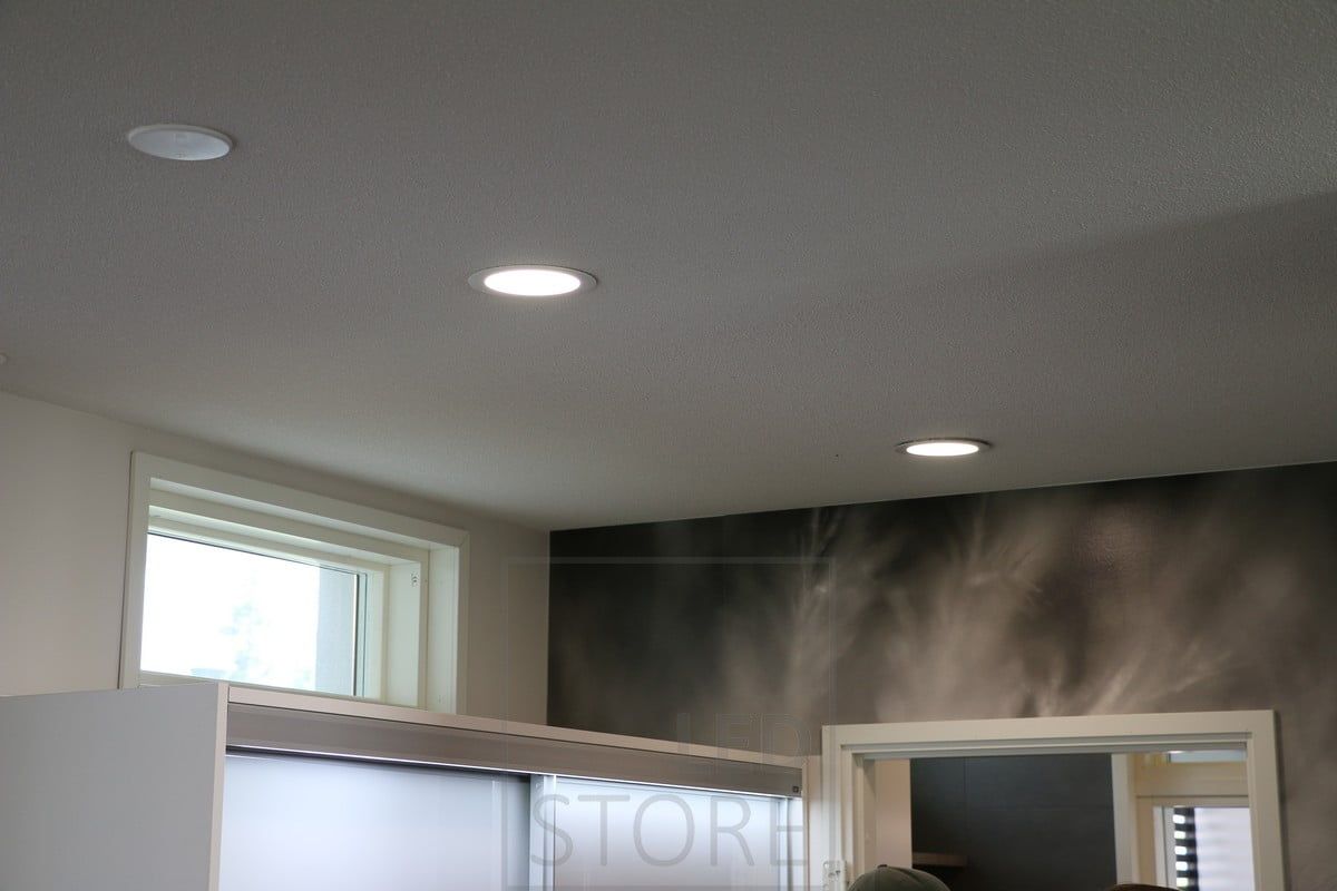 A modern minimalist plafond illuminated by a pleasant even light. Ledstore.fi